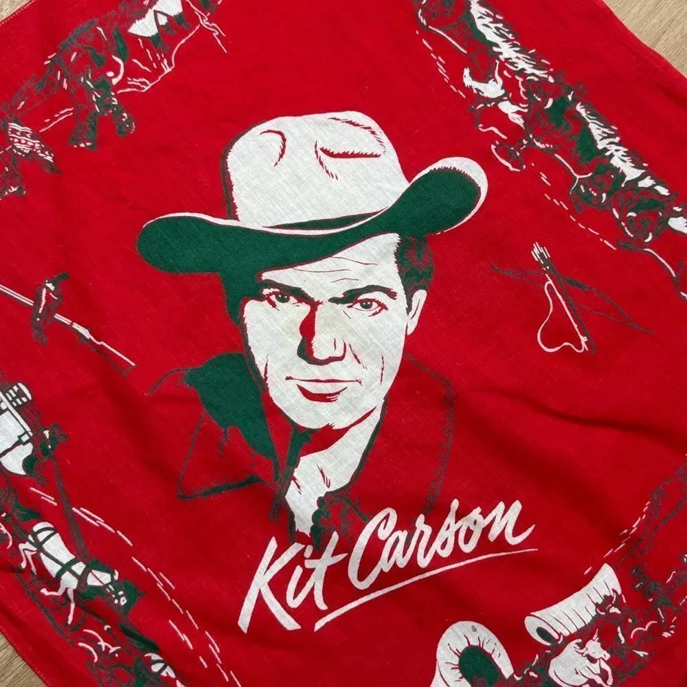 Vintage 1950s Kit Carson Coca-Cola Bandana, Bill Williams; Western, Ephemera Red